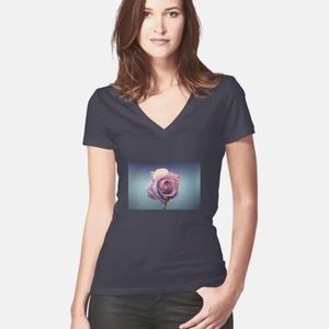 Hoodie Rose's Fitted V-Neck T-Shirt